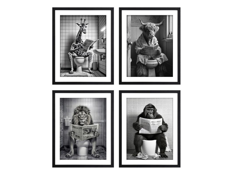 Framed Canvas with Toilet Animal De 40x50cm