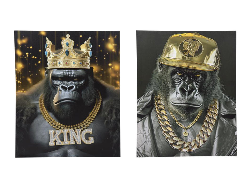 Canvas wall art with gold gorilla image