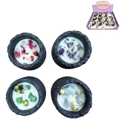 Assorted lava stone crystal soy wax candle