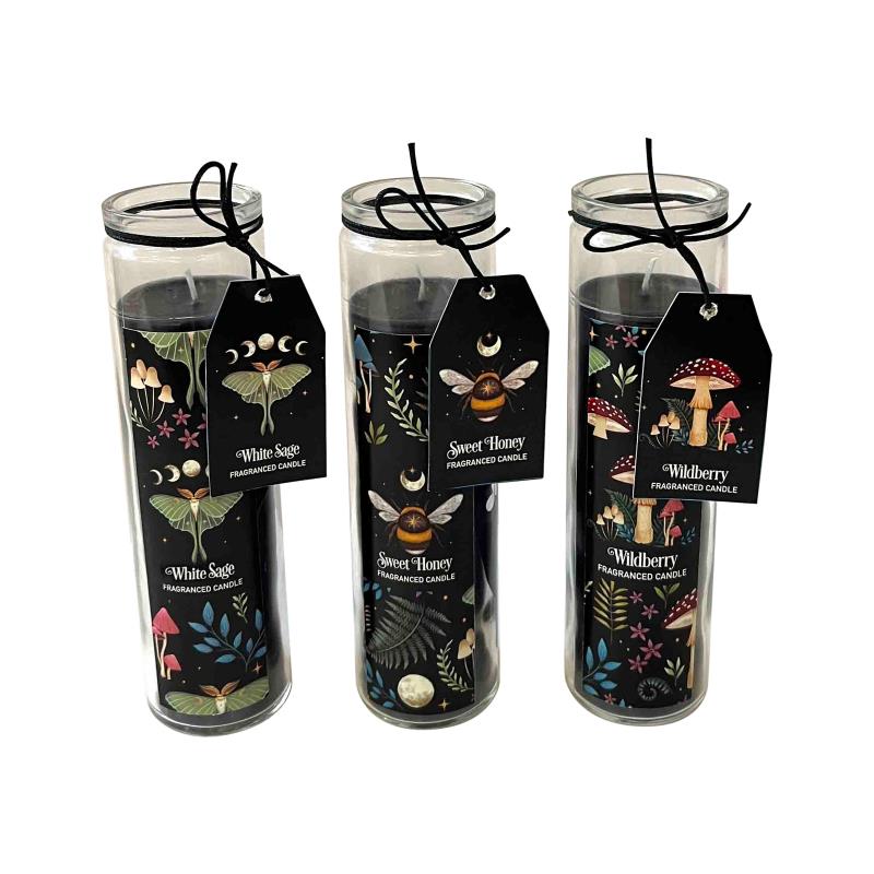 Pillar candle with moon phase design 21cm