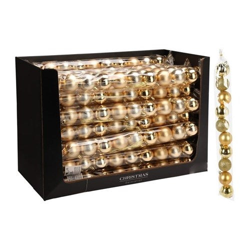 Set of 10 gold baubles, 50 mm each