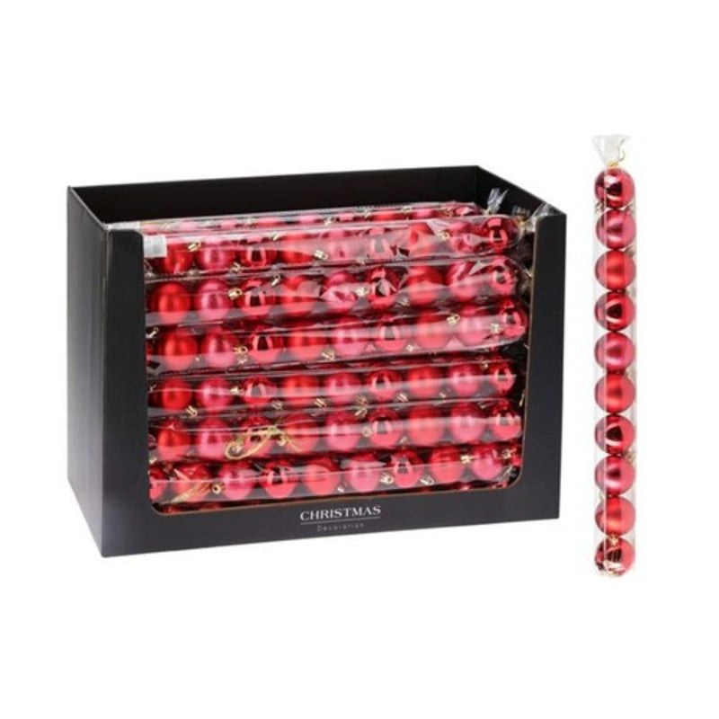 Ronis Bauble Set 50Mm Red 10Pcs