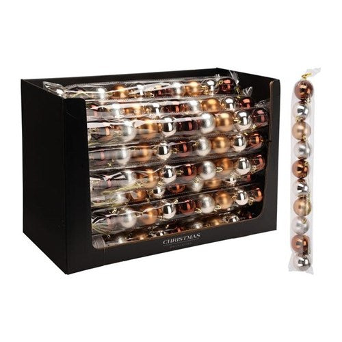 Ten 50 mm amber baubles