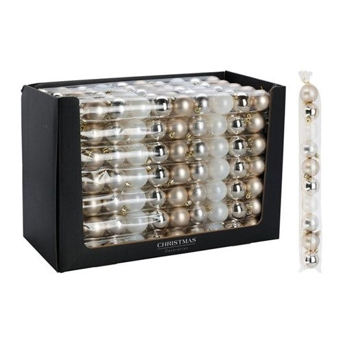 Ten 50 mm champagne baubles