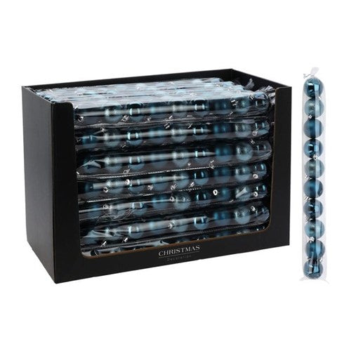 Ten 50 mm blue baubles for detailed tree accents