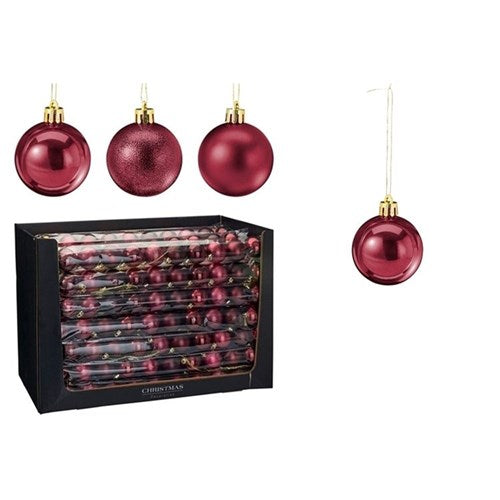 burgundy Christmas baubles 50mm set of 10