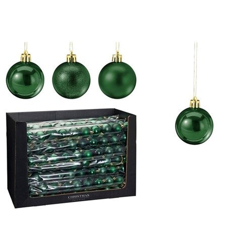 green Christmas baubles 50mm set of 10