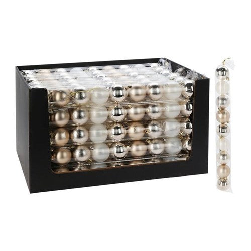 Nine 60 mm champagne baubles