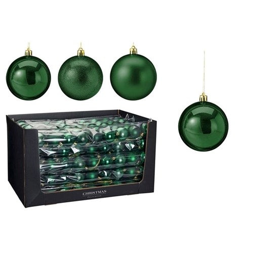 green Christmas baubles 60mm set of nine