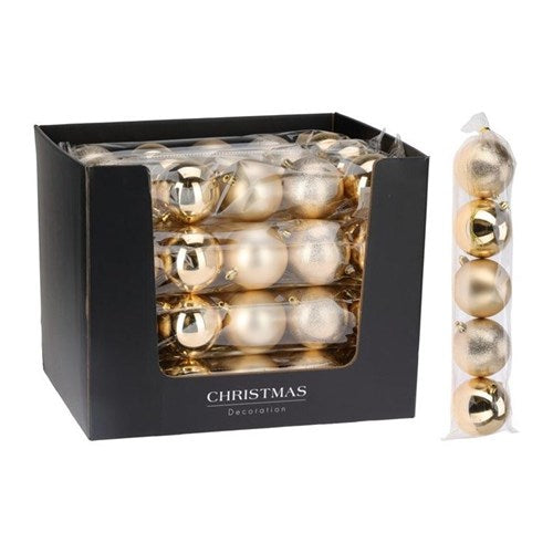 Set of 5 large gold baubles, 80 mm each