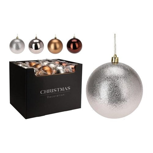 Four assorted 100 mm amber baubles