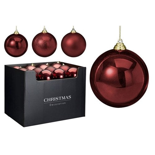 burgundy Christmas bauble 120mm assorted design