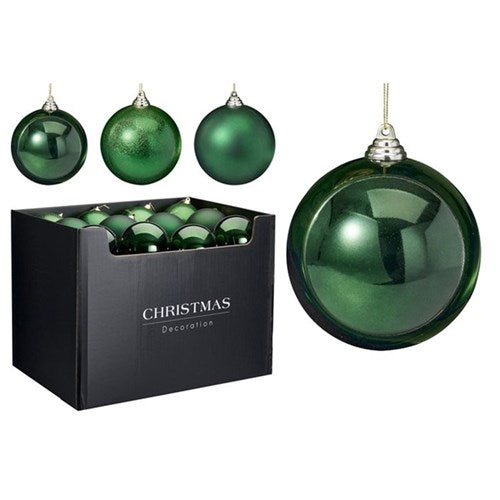 green Christmas bauble 120mm three assorted designs