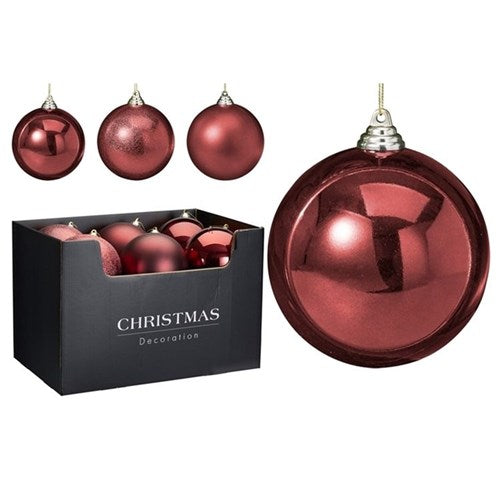 burgundy Christmas bauble 140mm assorted design