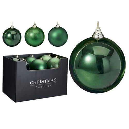 green Christmas bauble 140mm assorted designs