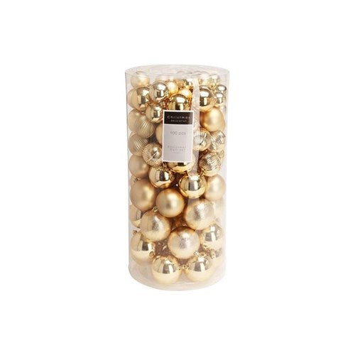 100-piece set of gold Christmas baubles