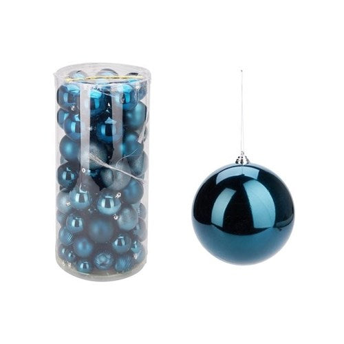 100 piece night blue bauble set in assorted finishes