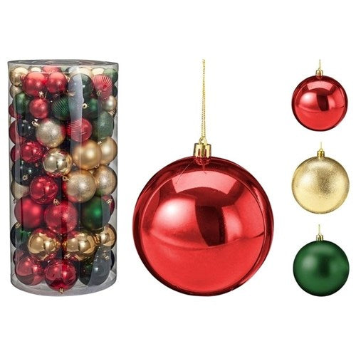 traditional Christmas bauble set 100 pieces 18 assorted