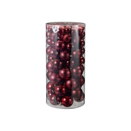 100 piece burgundy Christmas bauble set 18 assorted