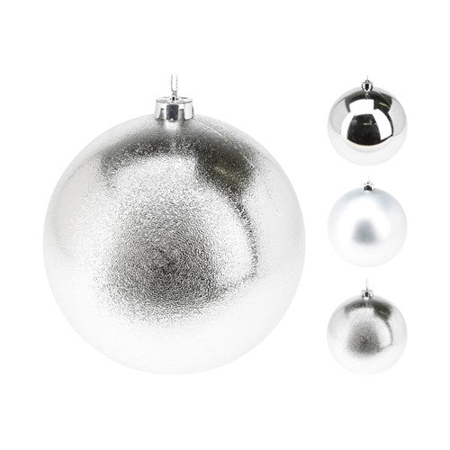 oversized 250mm silver Christmas bauble assorted design