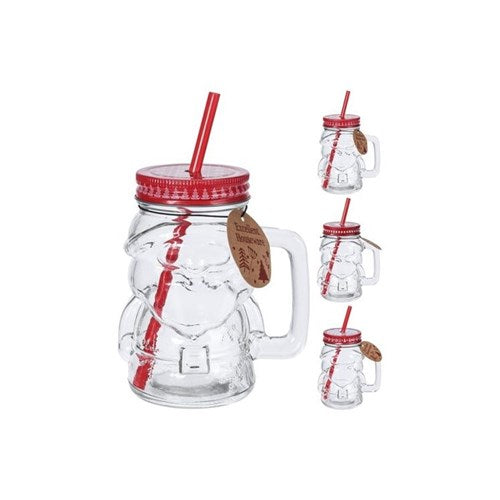 400 ml glass mason jar with lid and straw, set of three assorted designs