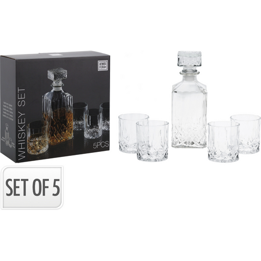 glass decanter set with 900ml pitcher and four 230ml glasses