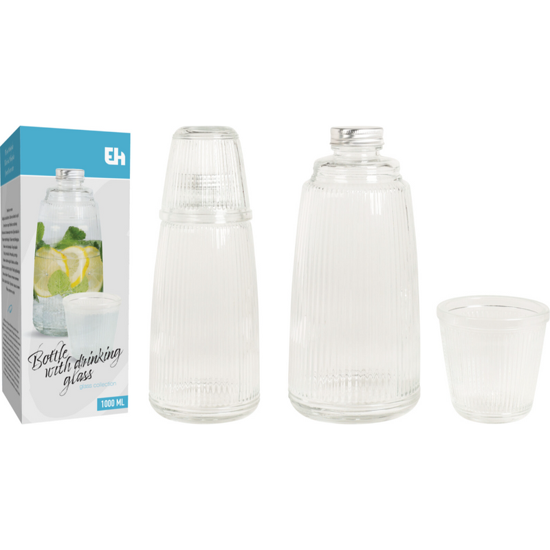 1000ml bottle with matching drinking glass