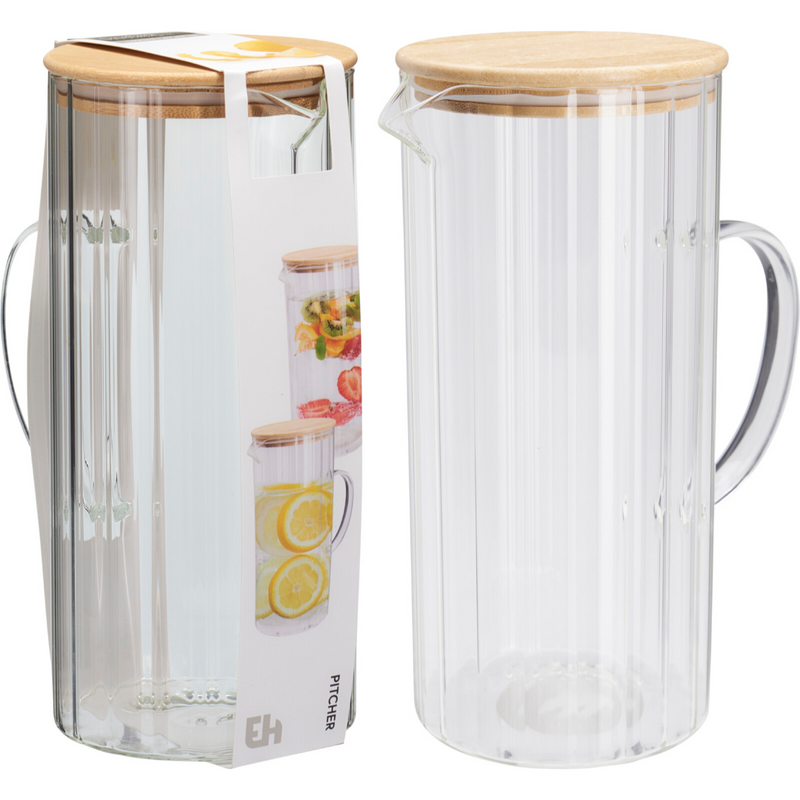 1400ml glass pitcher with bamboo lid