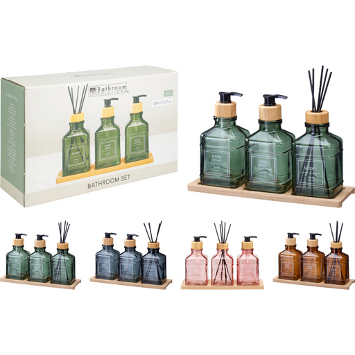 4 piece glass bathroom accessory set