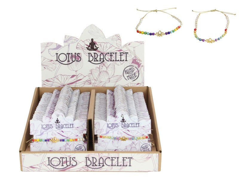 36PCS CHAKRA LOTUS CHARM BRACELET W/DISP