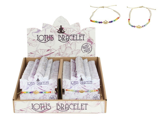 36PCS CHAKRA LOTUS CHARM BRACELET W/DISP