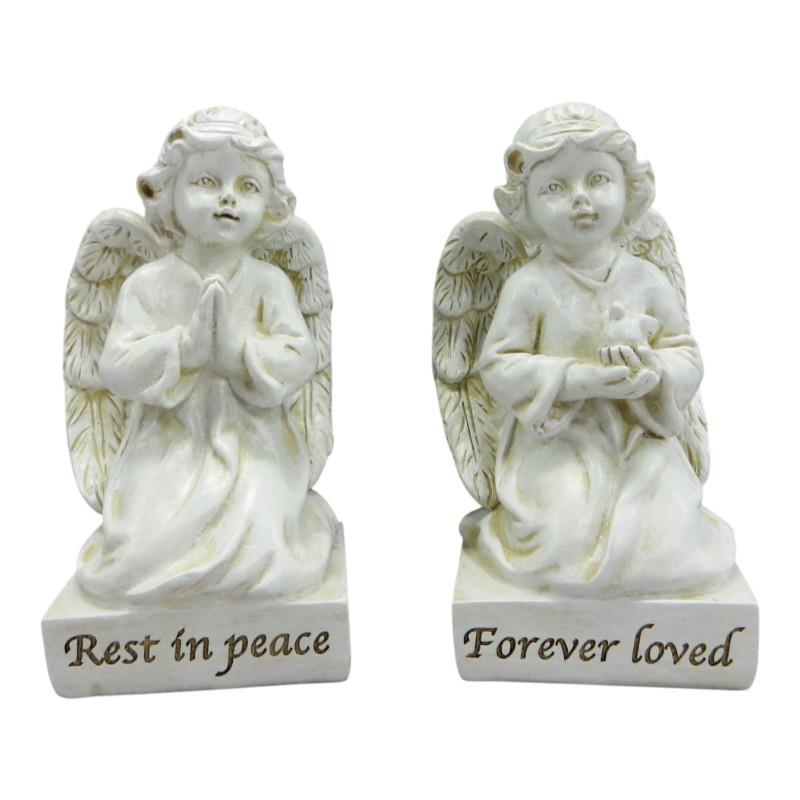 Assorted kneeling cherub figurines 11cm