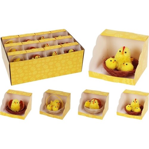 Chenille chick in nest figurine