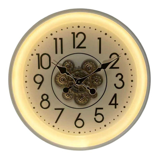Metal cog clock with LED lights 60x60cm