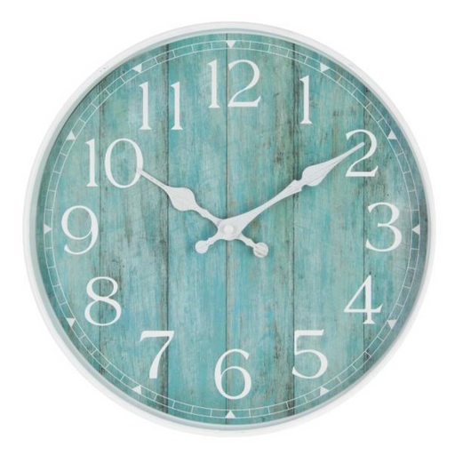 Clock With Green Insert White 29cm