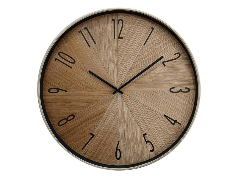 50cm wood look wall clock natural frame