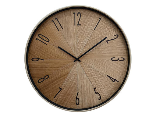 50cm wood look wall clock natural frame
