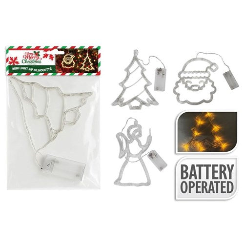 mini battery operated light-up Christmas silhouette assorted design