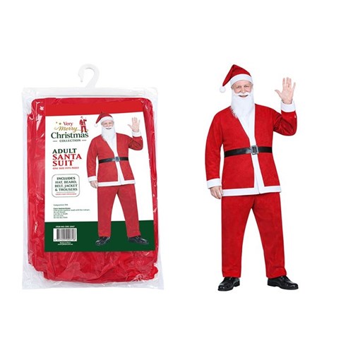 adult Santa suit costume set five pieces