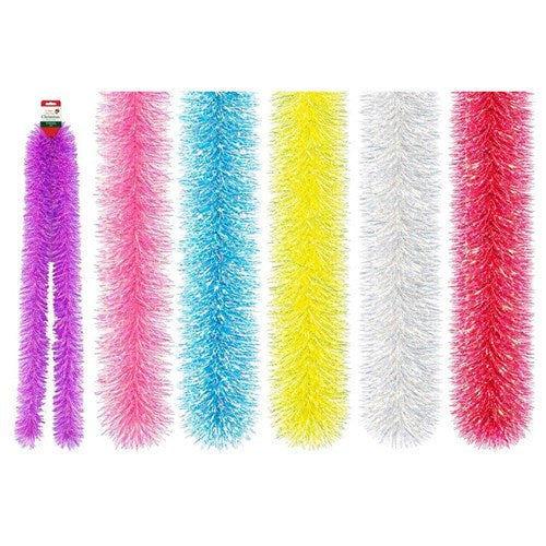 iridescent Christmas tinsel 9cm x 2m assorted