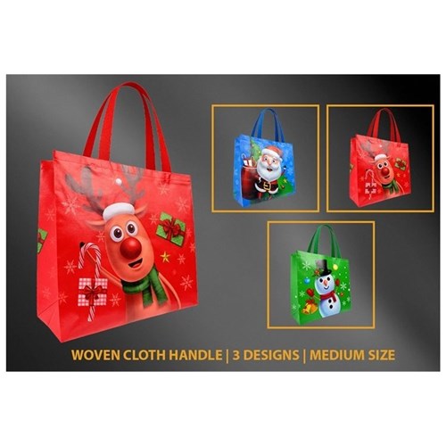 novelty woven Christmas bag 32 x 36 x 12cm assorted