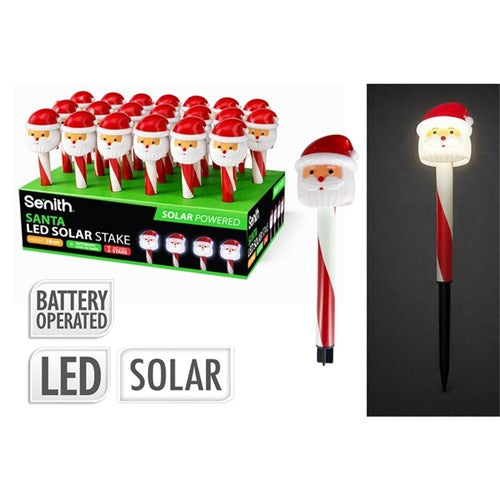 35cm solar LED Santa stake light white