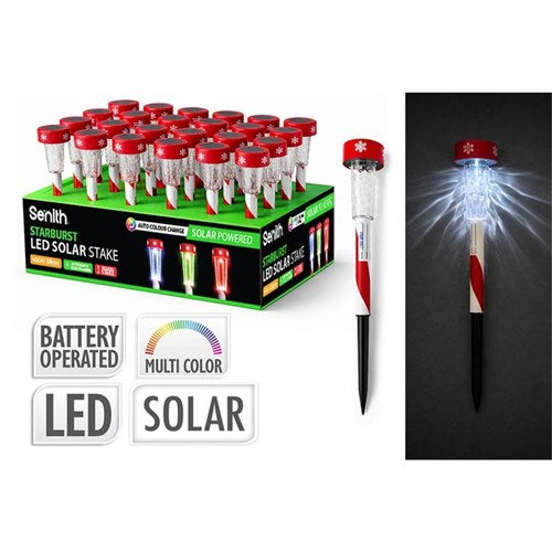 38cm colour changing solar candy cane stake Christmas light