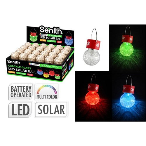 colour changing solar LED hanging round ball 5 x 8cm