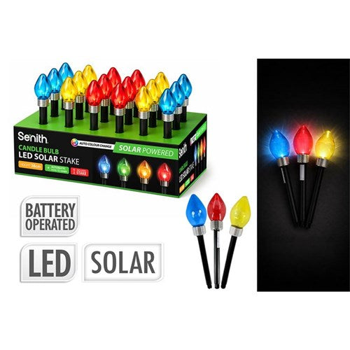 38cm solar LED globe stake lights three assorted designs