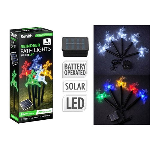5 pack 36cm solar LED reindeer Christmas path lights