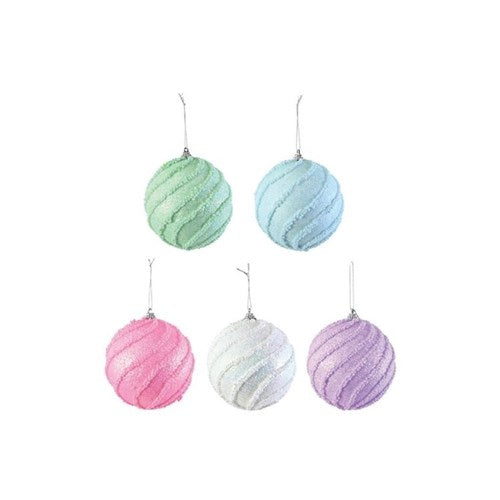 9cm pastel swirl Christmas bauble assorted designs