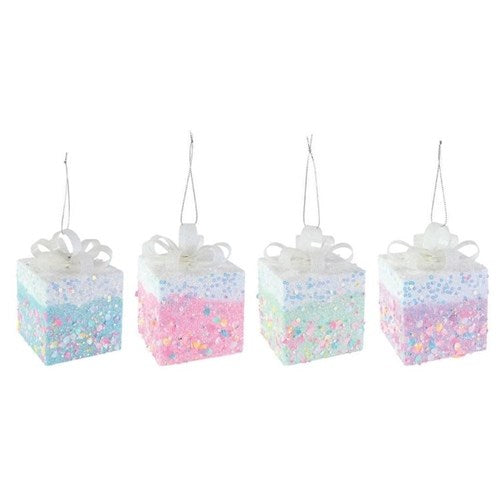 8cm sorbet gift box hanging Christmas decoration assorted
