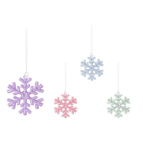 19cm pastel snowflake hanging Christmas decoration assorted