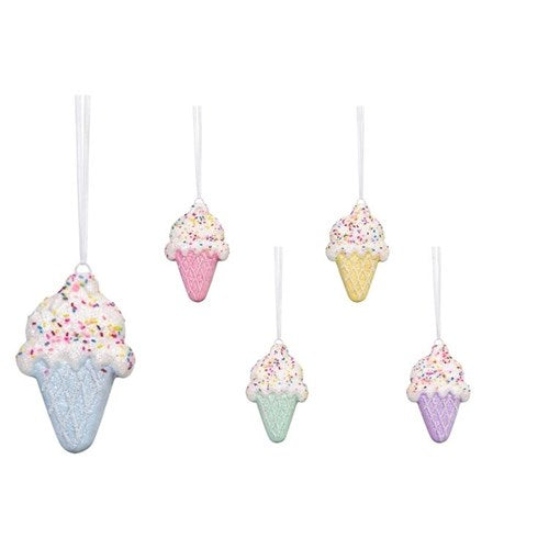 22cm waffle cone hanging Christmas decoration assorted